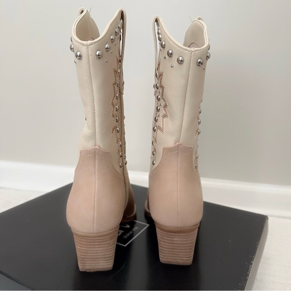 Dolce Vita Tan and Cream Heeled Boots - Picture 12 of 13